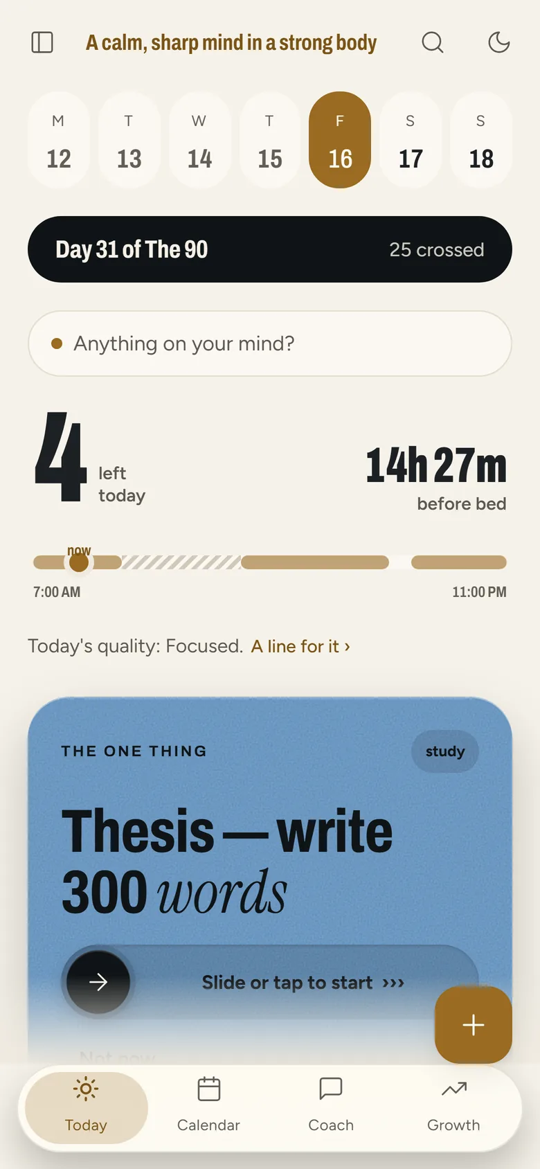 Maya's Today on a phone: writing her thesis is the one thing, placed around her lectures